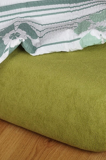 Lenzuolo in spugna colore oliva