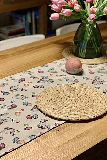 Tovaglia e sciarpa Gobelin Pasqua-Oca bianca