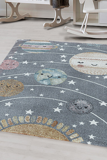 Tappeto di lusso per bambini FUNNY Universe grigio