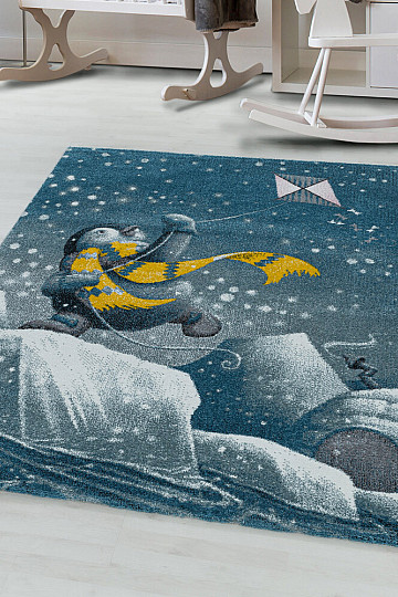 Tappeto di lusso per bambini FUNNY BLUE PENGUIN