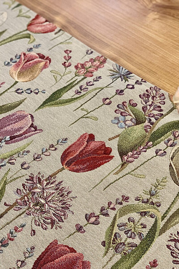 Tovaglia gobelin, sciarpa Primavera-tulipani