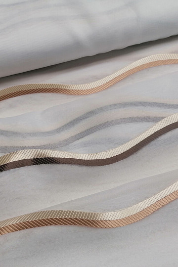 Lussuosa tenda a righe in voile marrone-oro