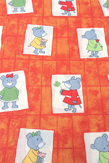 Tessuto di cotone per bambini arancione - topi