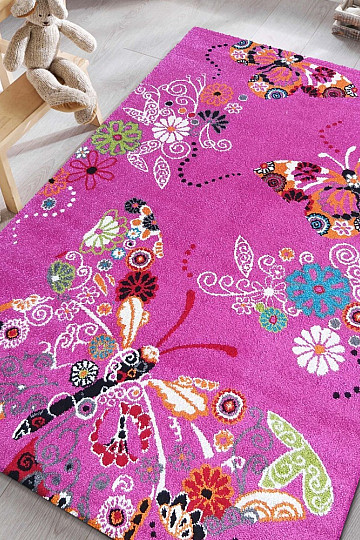 Tappeto per bambini MONDO 114 farfalle - rosa