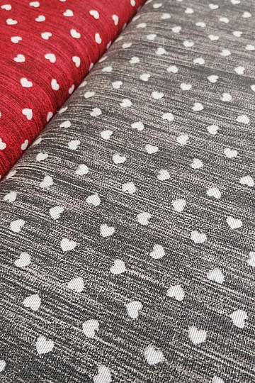 Tessuto decorativo Naira cuori grigio scuro