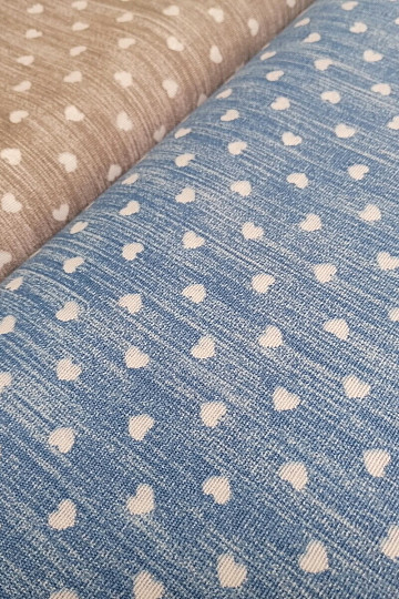 Tessuto decorativo Naira cuori blu
