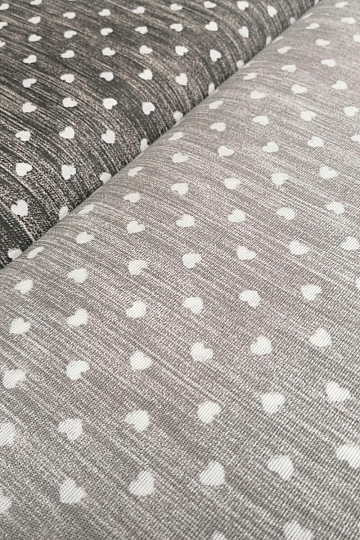 Tessuto decorativo Naira cuori grigio