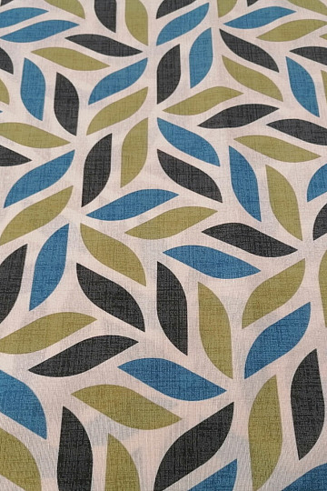 Tessuto decorativo Coord foglie verde-blu