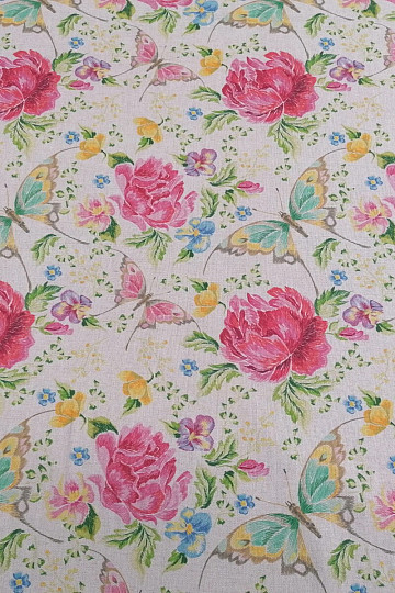 Tessuto decorativo Fiori e farfalle