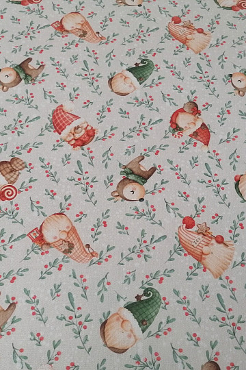 Tessuto per decorazioni natalizie Elfi e cervi