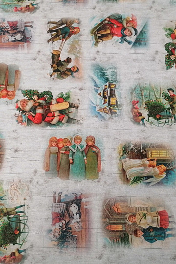 Tessuto per decorazioni natalizie BAMBINI IN INVERNO