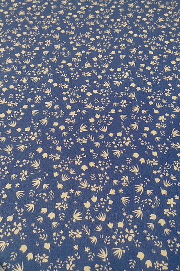 Tessuto di cotone fiori Gramina blu