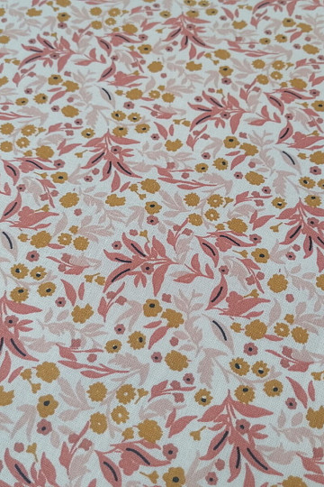 Tessuto di cotone fiori Tisania corallo