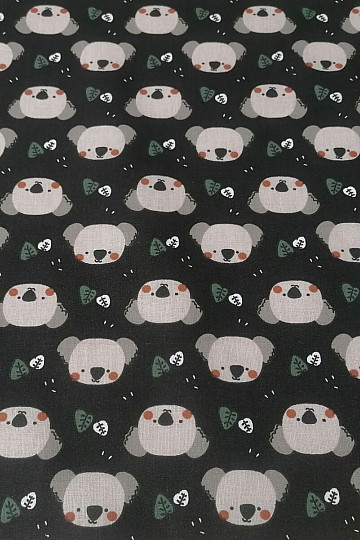 Tessuto di cotone Koala Kiwak nero