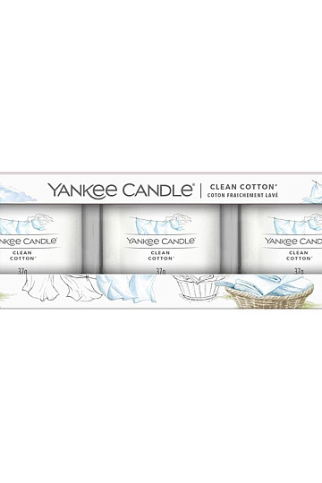 candela YANKEE CANDLE fragranza CLEAN COTTON SET 3 pezzi