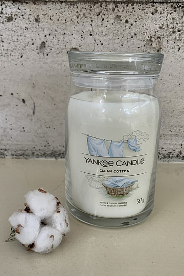 candela YANKEE CANDLE fragranza CLEAN COTONE VETRO GRANDE 2 STOPPINI