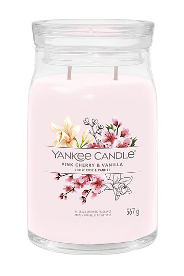 candela YANKEE CANDLE fragranza ROSA CILIEGIA E VANIGLIA VETRO GRANDE 2 stoppini