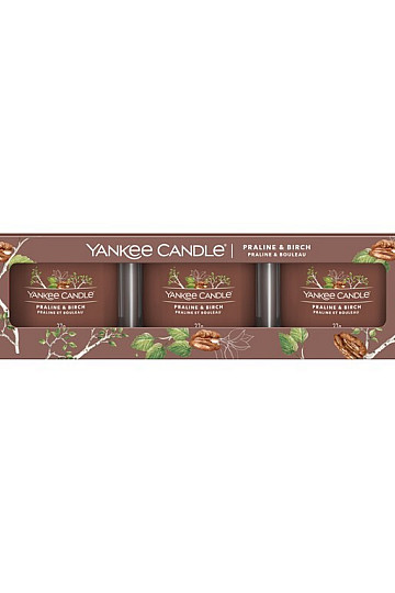 candela YANKEE CANDLE fragranza PRALINE E BETULLA SET 3 pezzi