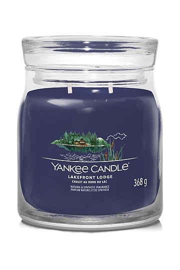 candela YANKEE CANDLE fragranza LAKEFRONT LODGE GLASS MEDIUM 2 stoppini