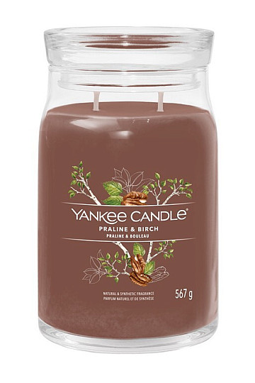 candela YANKEE CANDLE fragranza PRALINE e BETULLA IN VETRO GRANDE 2 stoppini