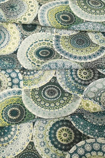 Tessuto decorativo MANDALA blu verde