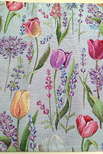 Tovaglia arazzo, sciarpa Primavera - tulipani grigio-blu