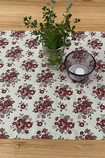 Tovaglia e scialle TOSCANA VALERY FLOWER BORDO