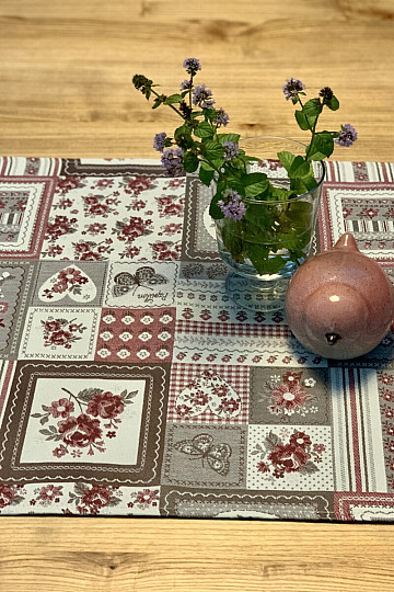 Tovaglia e scialle TOSCANA VALERY PATCHWORK bordeaux