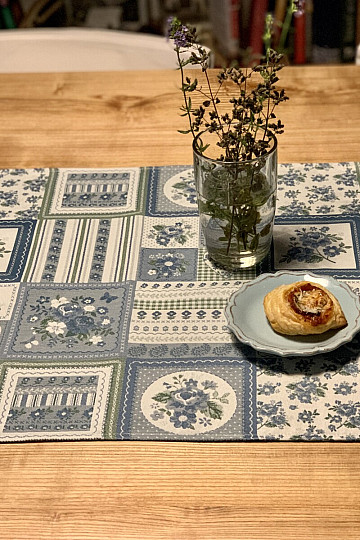Tovaglia e scialle TOSCANA VALERIA PATCHWORK blu