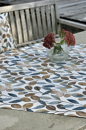 Tovaglia e sciarpa LISTY HOJAS blu