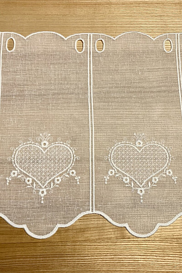Lussuosa tenda ricamata GERSTER HEART 11807 crema