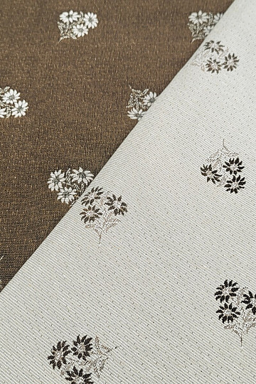 Tessuto decorativo FIORI ALPINI jacquard MARRONE