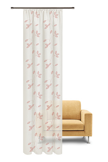 NATURA Tenda Gerster FOGLIE RICAMATE ROSA ANTICO