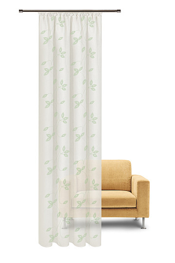NATURA Tenda Gerster FOGLIE RICAMATE VERDE