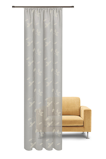 NATURA Tenda Gerster FOGLIE RICAMATE ST. GRIGIO