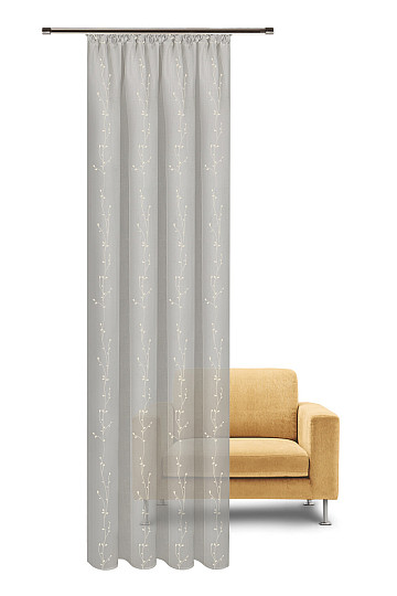 NATURA Tenda Gerster RICAMATA Ramoscelli ST. GRIGIO