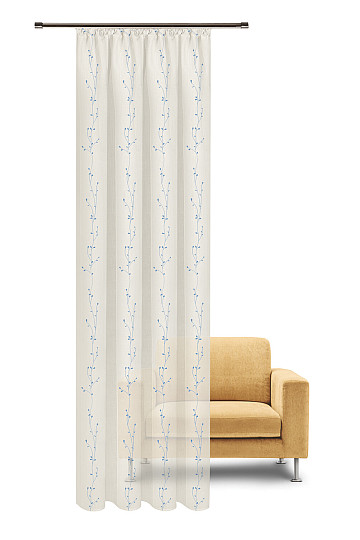 NATURA Tenda Gerster RICAMATA Ramoscelli BLU