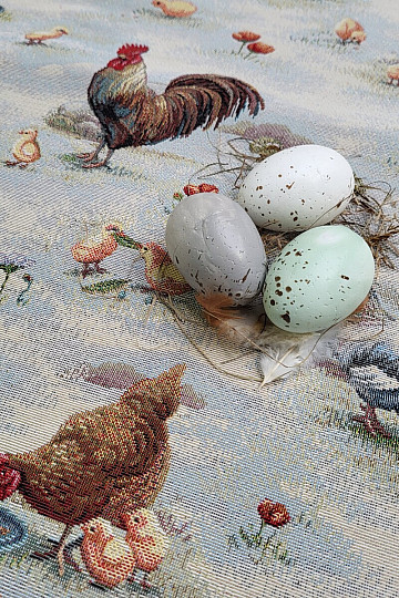 Tovaglia e sciarpa arazzo GALLINA DA CORTILE