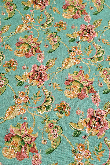 Tessuto decorativo FIORI INDIANI turchese