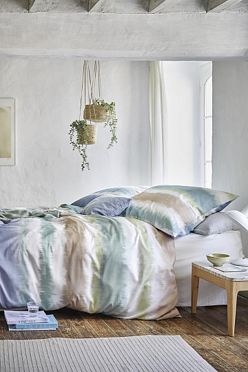 Raso di cotone lusso IRISETTE BLANCA blu