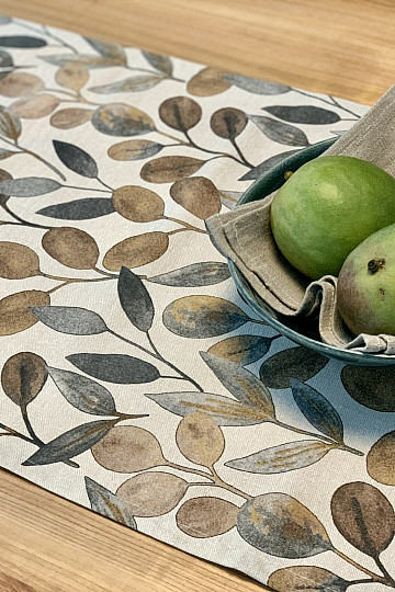 Tovaglia e sciarpa HOJAS GRIGIO FOGLIE