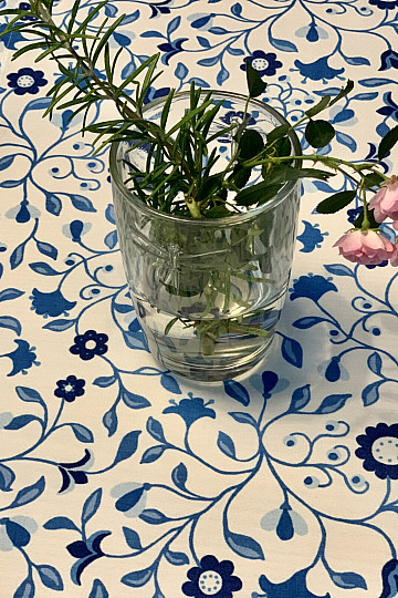 Tovaglia e scialle IN RASO FIORE BLU