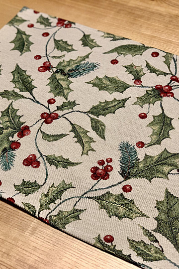 Tovaglia e sciarpa in arazzo AGRIFOGLIO NATALE