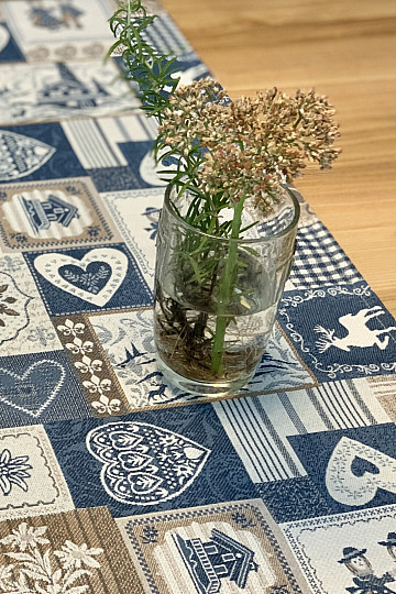 Tovaglia arazzo, sciarpa PATCHWORK SRDCE blu