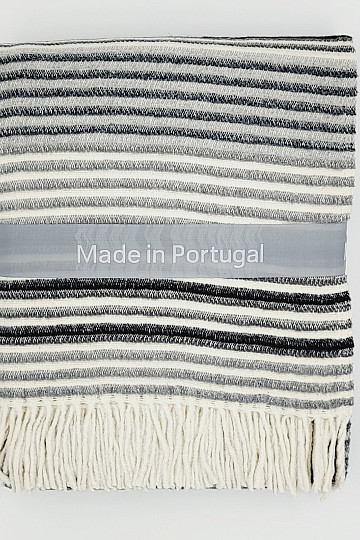Coperta GRIGIO BIANCO CON FRANGE