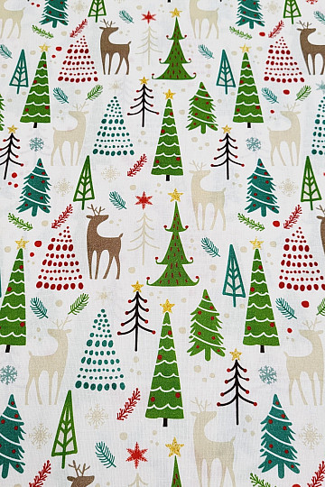 Tessuto di cotone FORESTA DI NATALE