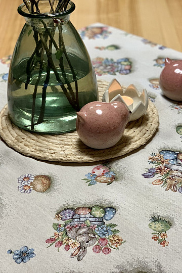 Tovaglia e sciarpa arazzo LEPRE IN UN VASO DI FIORI