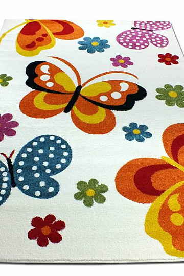 Tappeto per bambini MONDO NUOVO Farfalle bianco