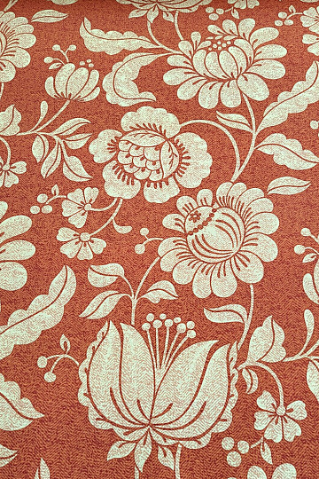 Tessuto decorativo GOLDEN FLOWERS sfondo cannella
