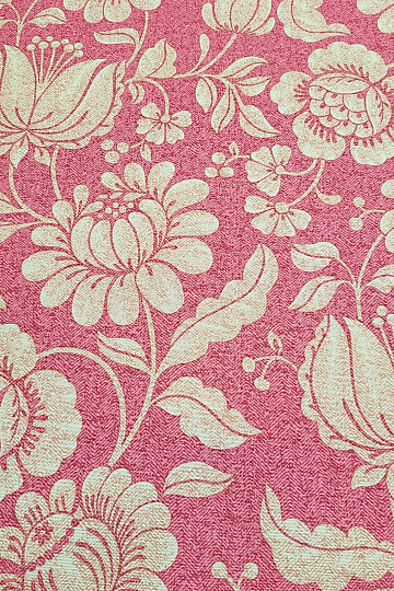 Tessuto decorativo GOLDEN FLOWERS sfondo rosso